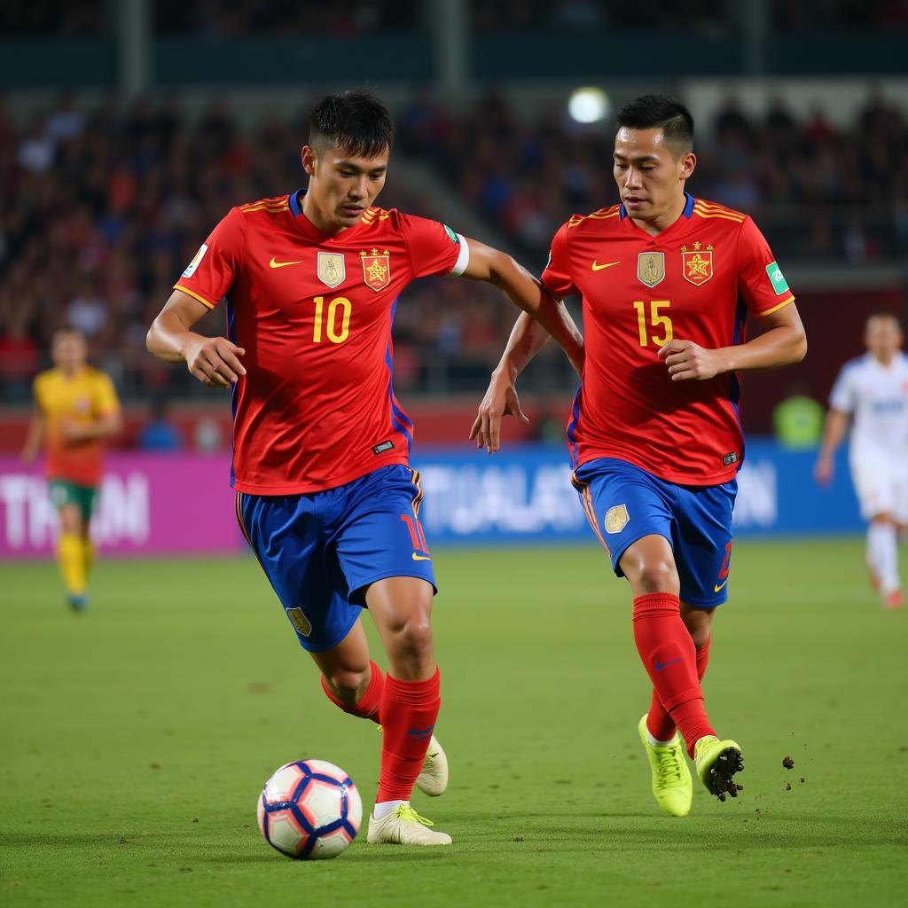 Vietnam U23 Football Team Midfield Action