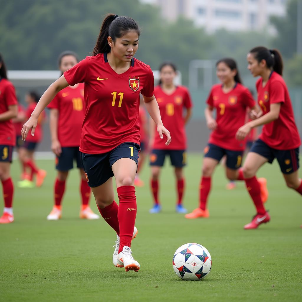 Vietnamese Female U19 Football Team Preparing for the Tournament