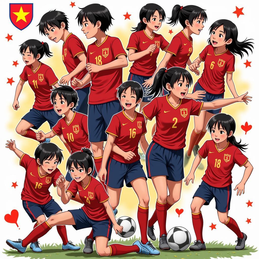 Vietnamese football fans create stunning anime-inspired artwork celebrating their favorite players and teams.