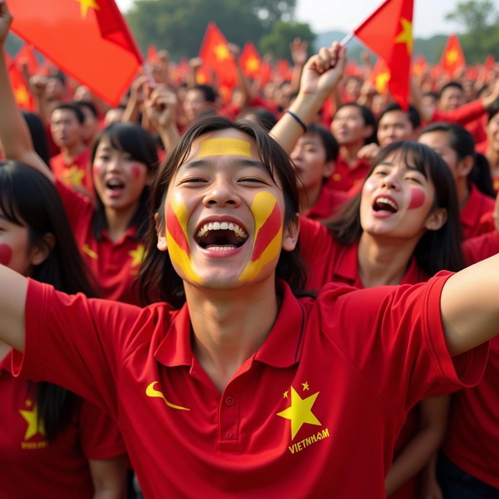 Vietnamese Football Fans Celebrating Victory