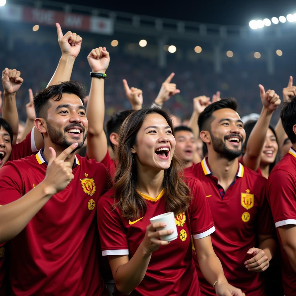 Vietnamese Football Fans Celebrating