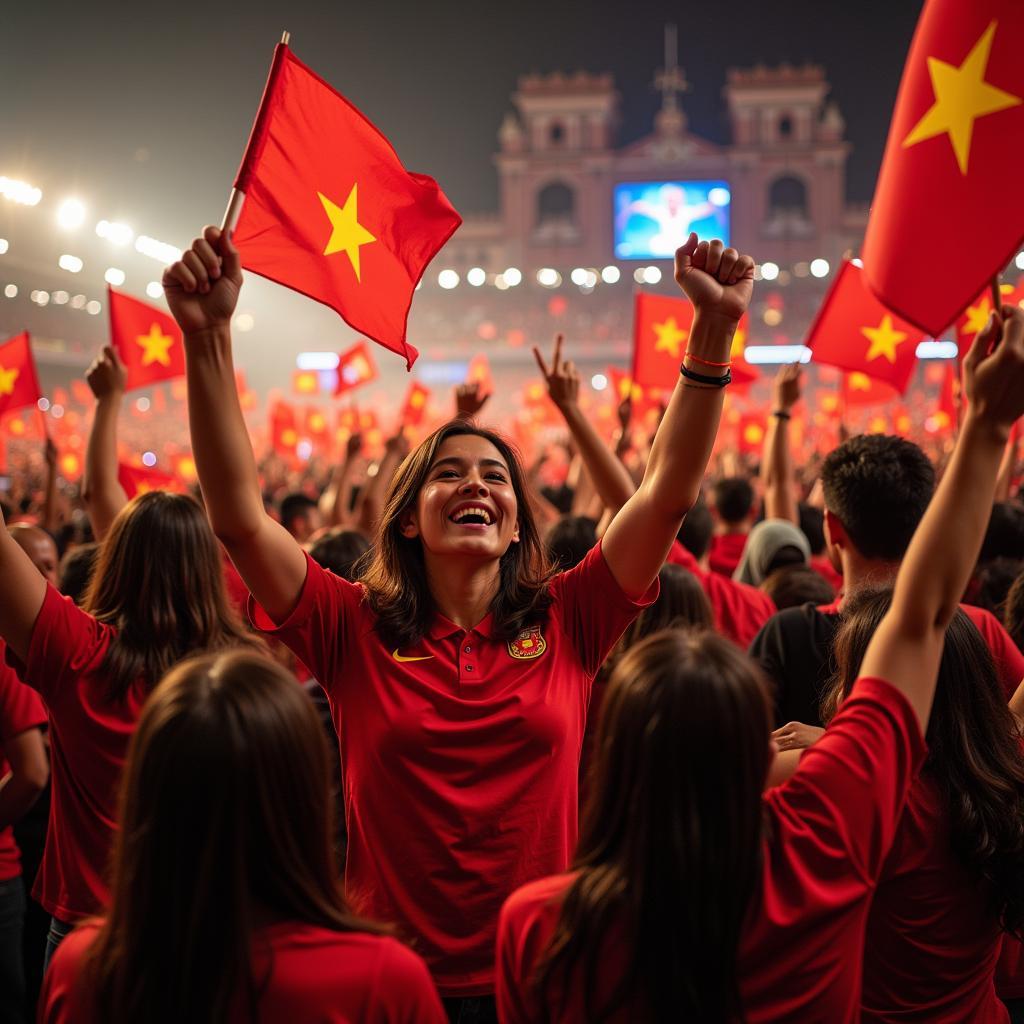 Vietnamese Football Fans Cheering