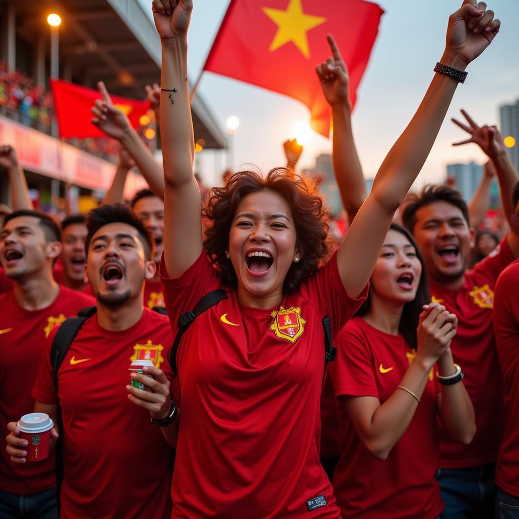 Vietnamese Football Fans Cheering