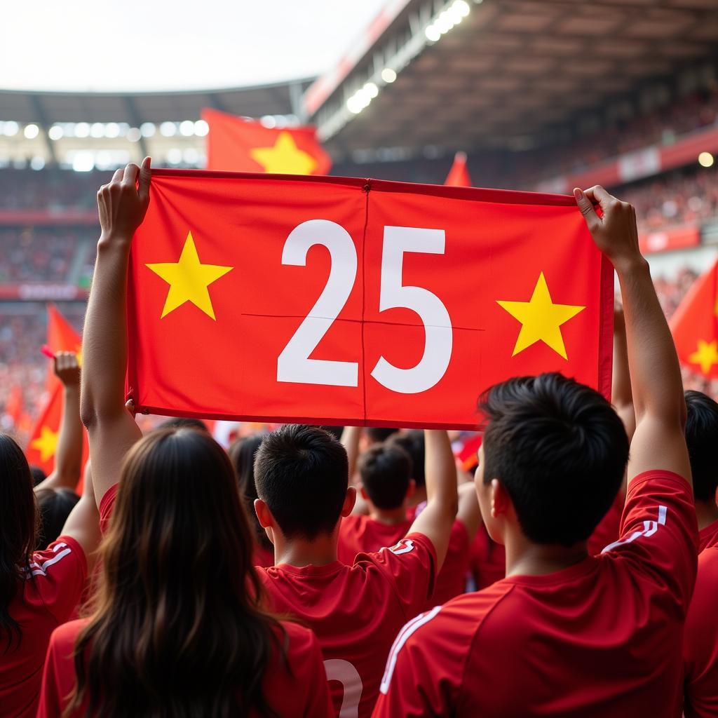 Vietnamese Football Fans Cheering Number 25