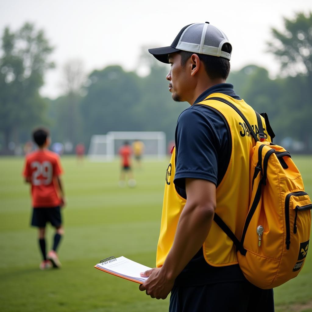 Vietnamese Football Scout Observing Players