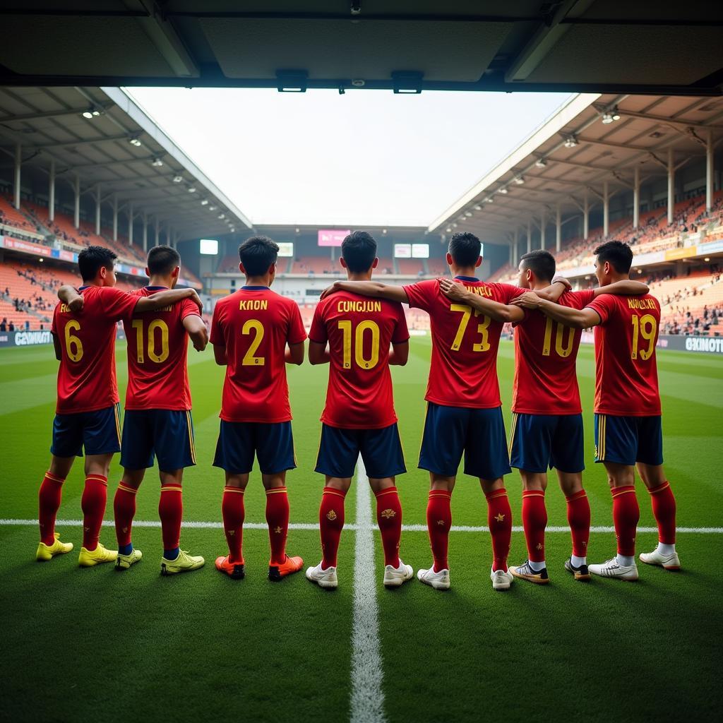 Vietnamese Football Team Lineup Showing Jersey Numbers