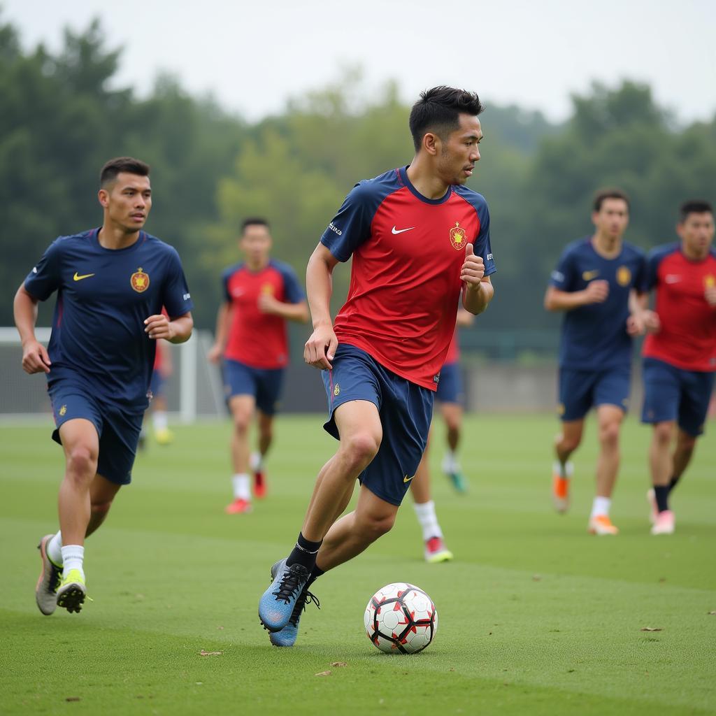 Vietnamese Football Players Training