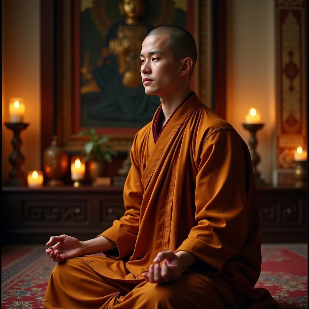 Vietnamese Football Player Meditating in Monastic Life