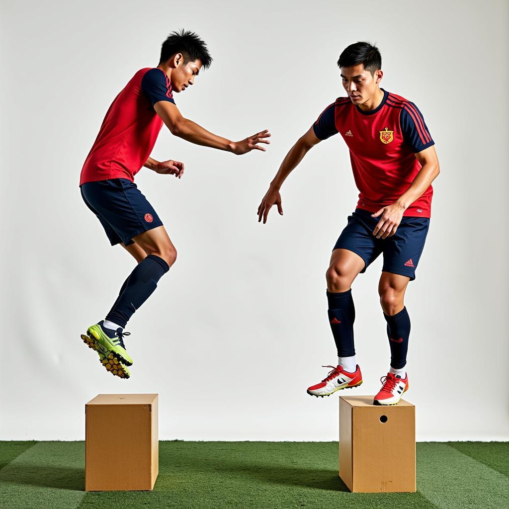 Vietnamese Footballer Performing Plyometric Exercises