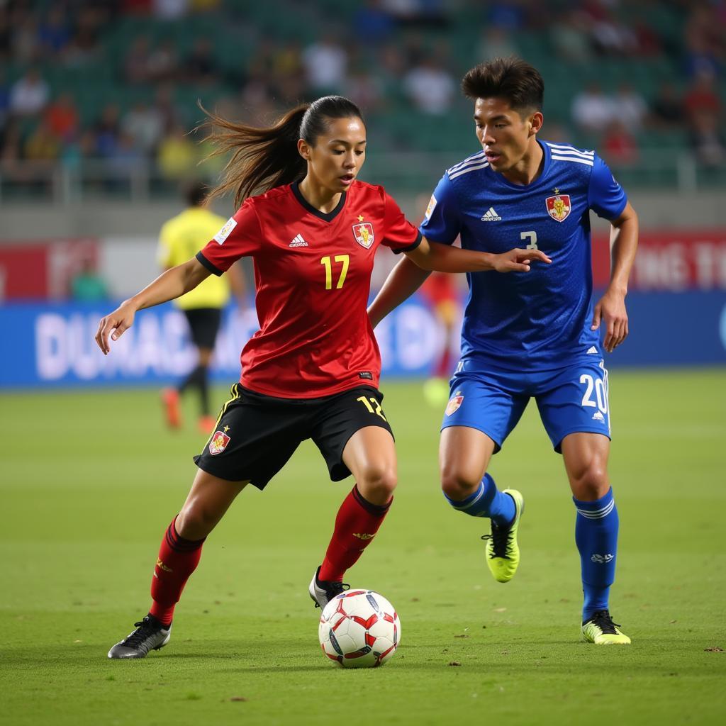 Vietnamese Futsal Player showcasing skillful ball control and dribbling techniques