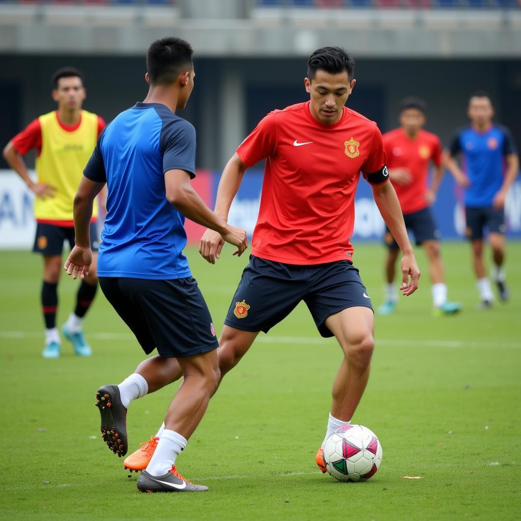 Vietnamese national team players during a training session