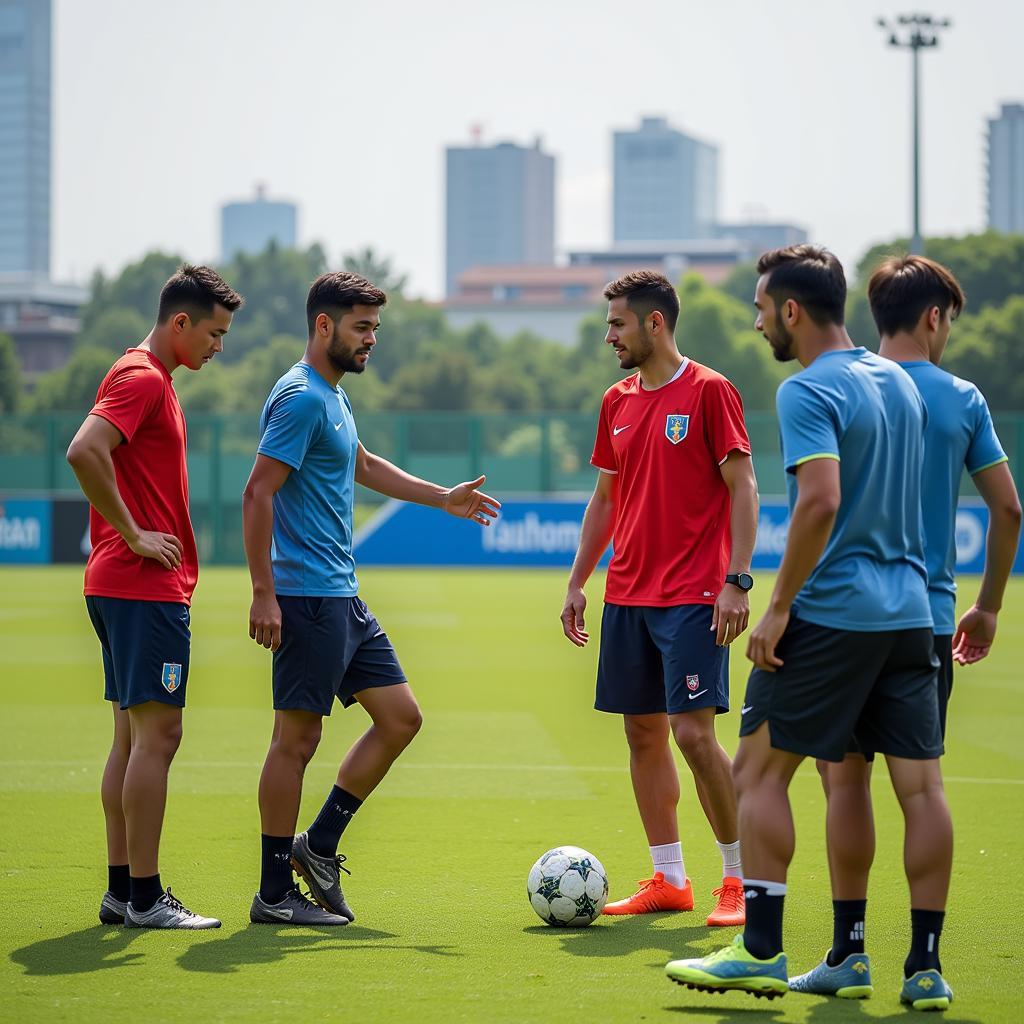 Vietnamese players learning from experienced foreign teammates.