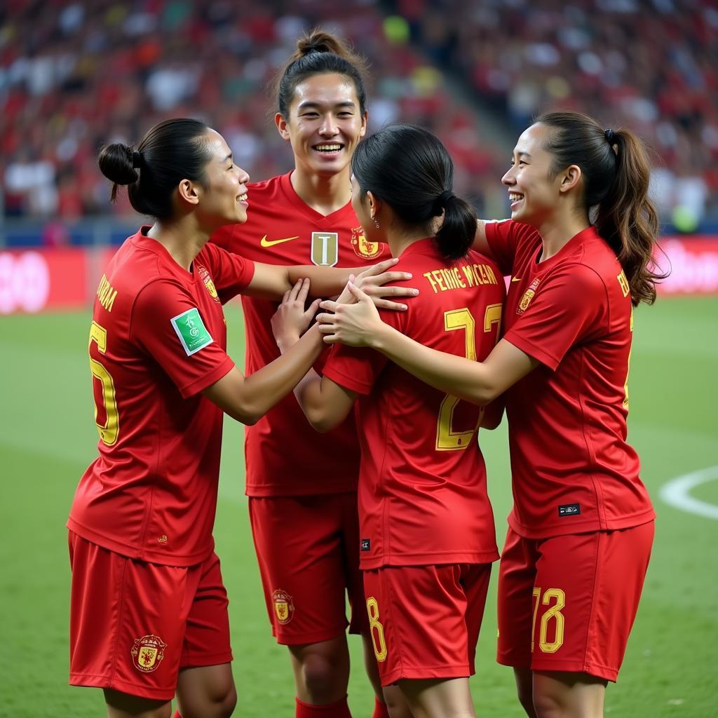 Vietnamese Team Supporting Player After Own Goal