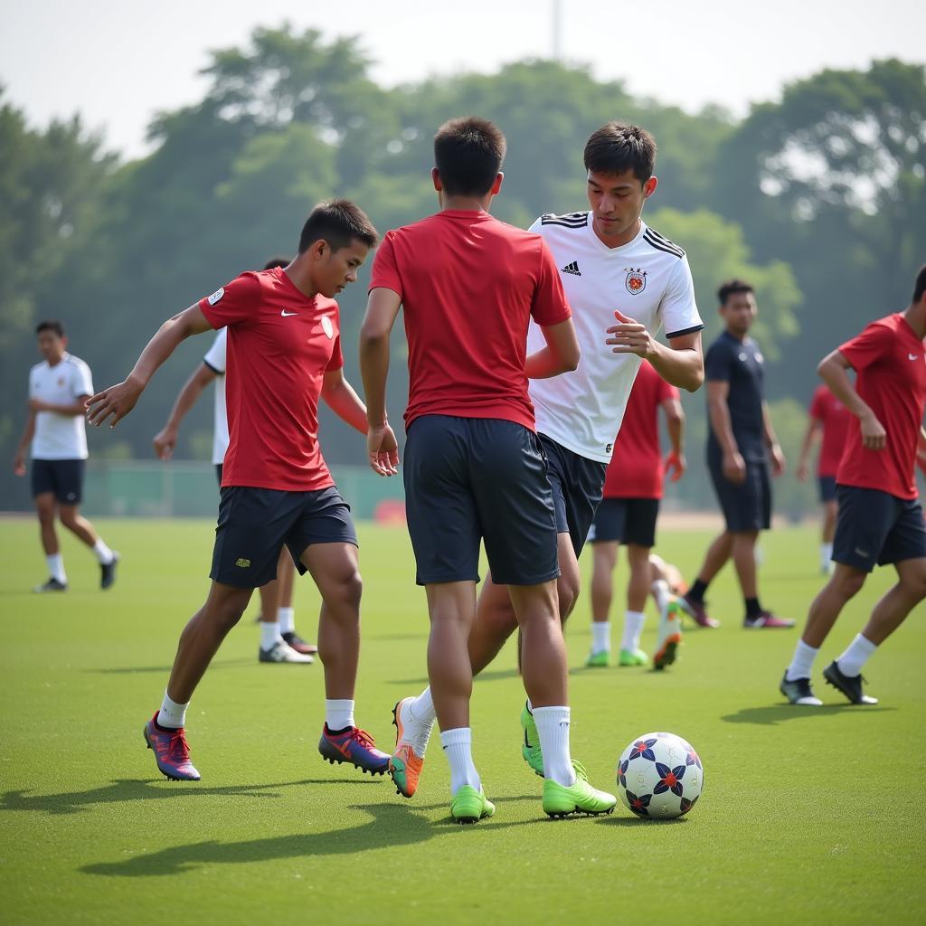 Vietnamese U23 team undergoing rigorous training