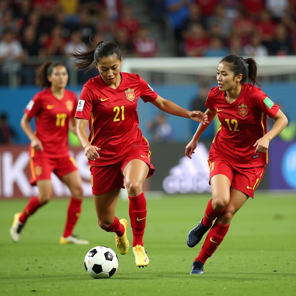 Vietnamese Women's Football Team in Action