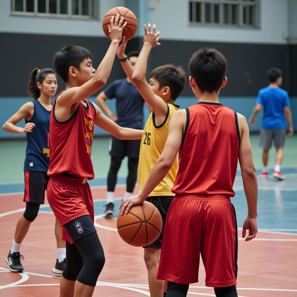 Vietnamese Youth Basketball Training Session