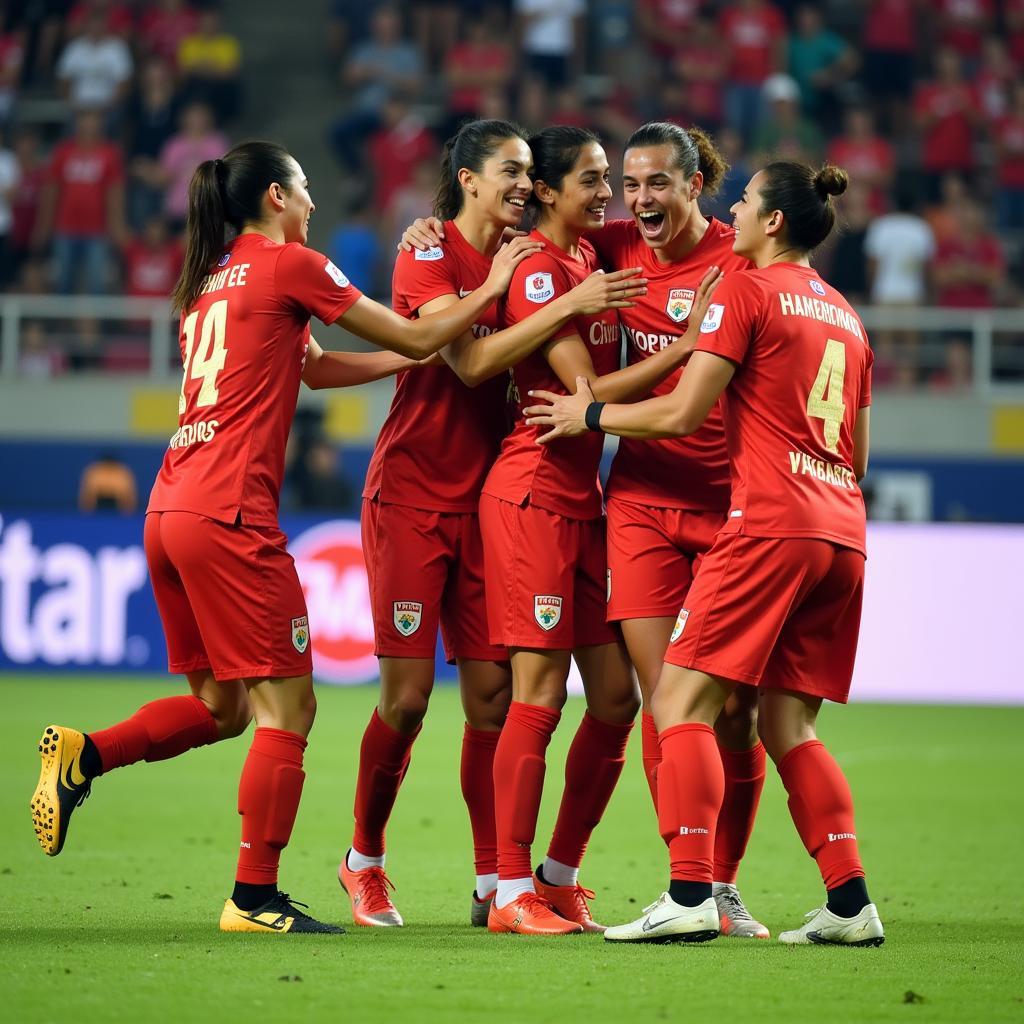 Viettel FC players celebrating a goal