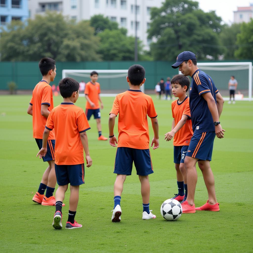 Young players training at Viettel Sports Center