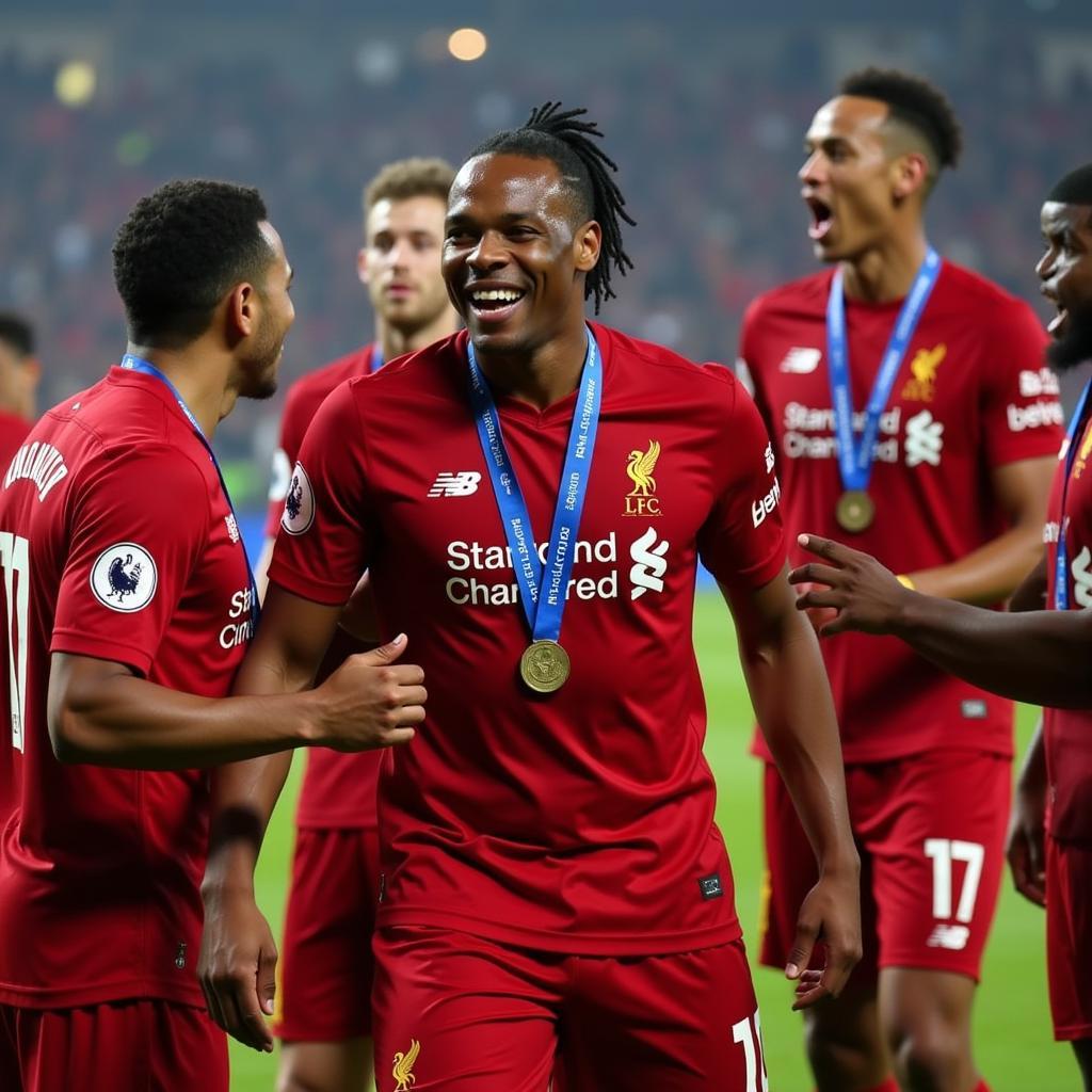 Virgil van Dijk Celebrating Liverpool's Champions League Win