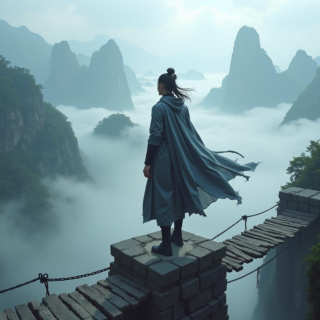 Vo Tong stands victorious on the Flying Cloud Bridge