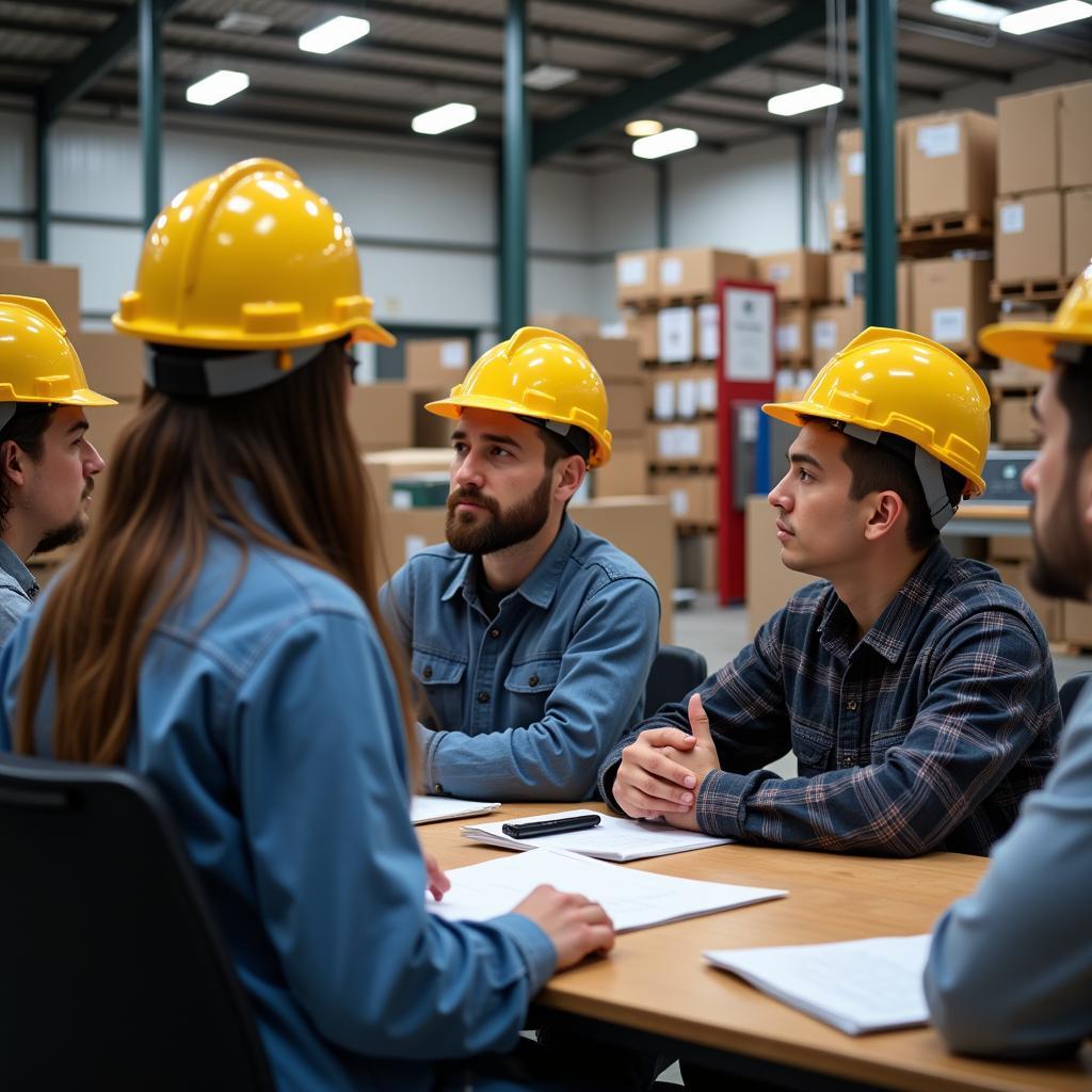 Warehouse Workers in a Meeting