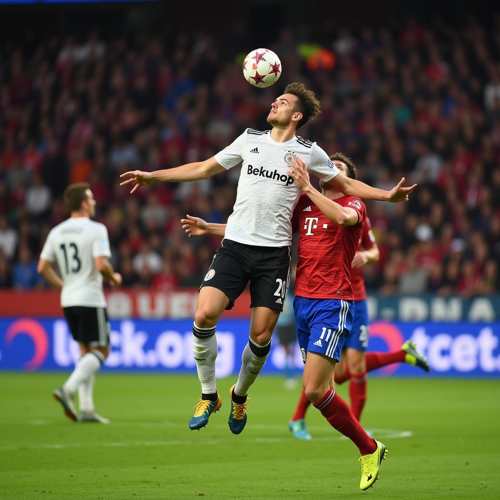 Wout Weghorst wins a header