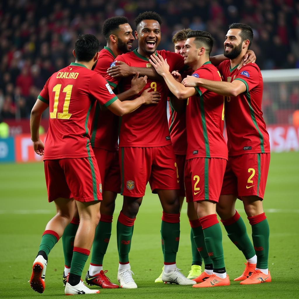 William Carvalho Celebrating with Portugal Teammates