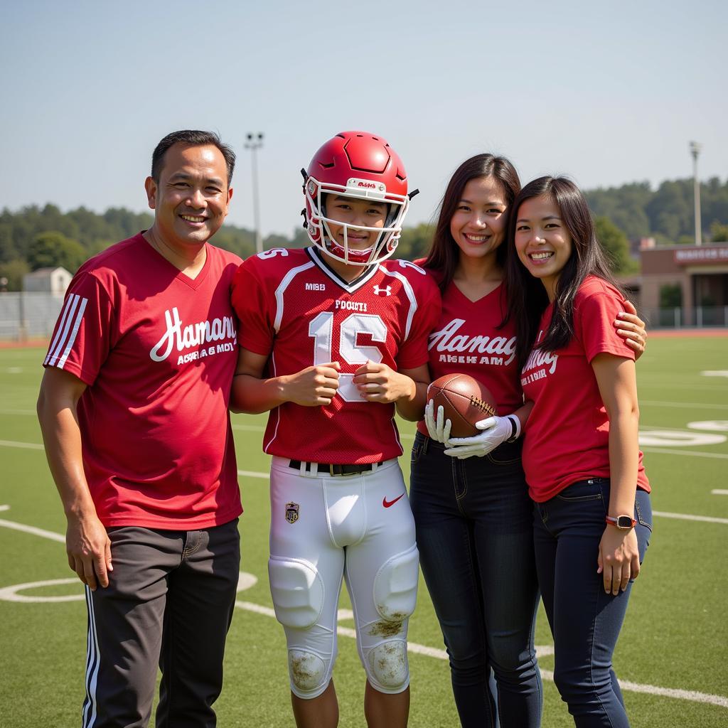 Xuan Truong and his family celebrate a victory.