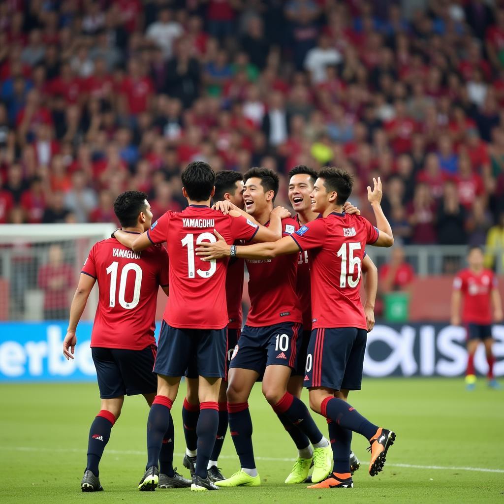 Yamaguchi celebrating a goal