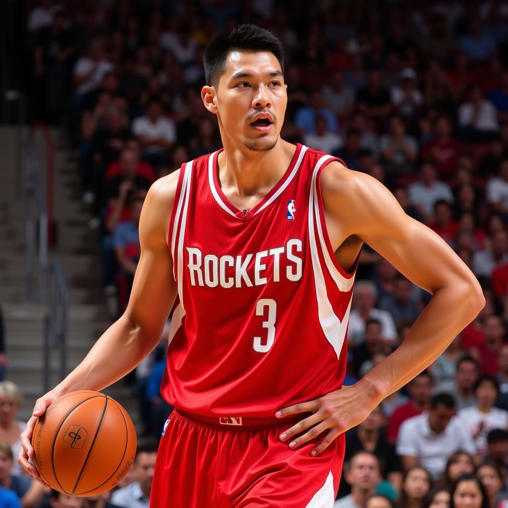 Yao Ming in his Houston Rockets uniform