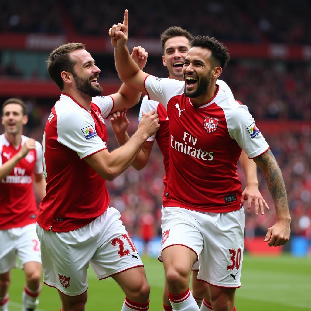 Yohan Cabaye celebrating with Lille teammates