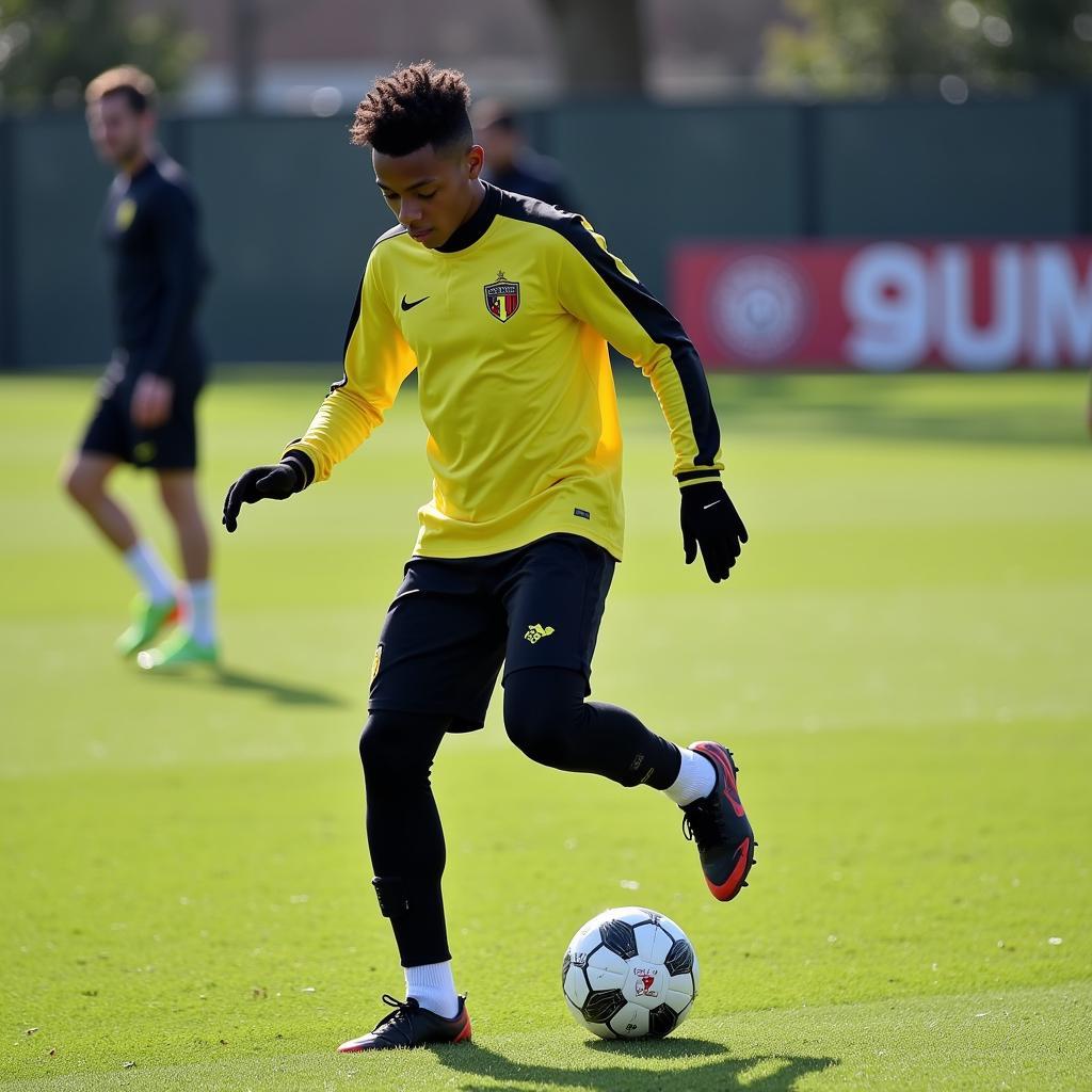 A young Dembele training at a Belgian football academy