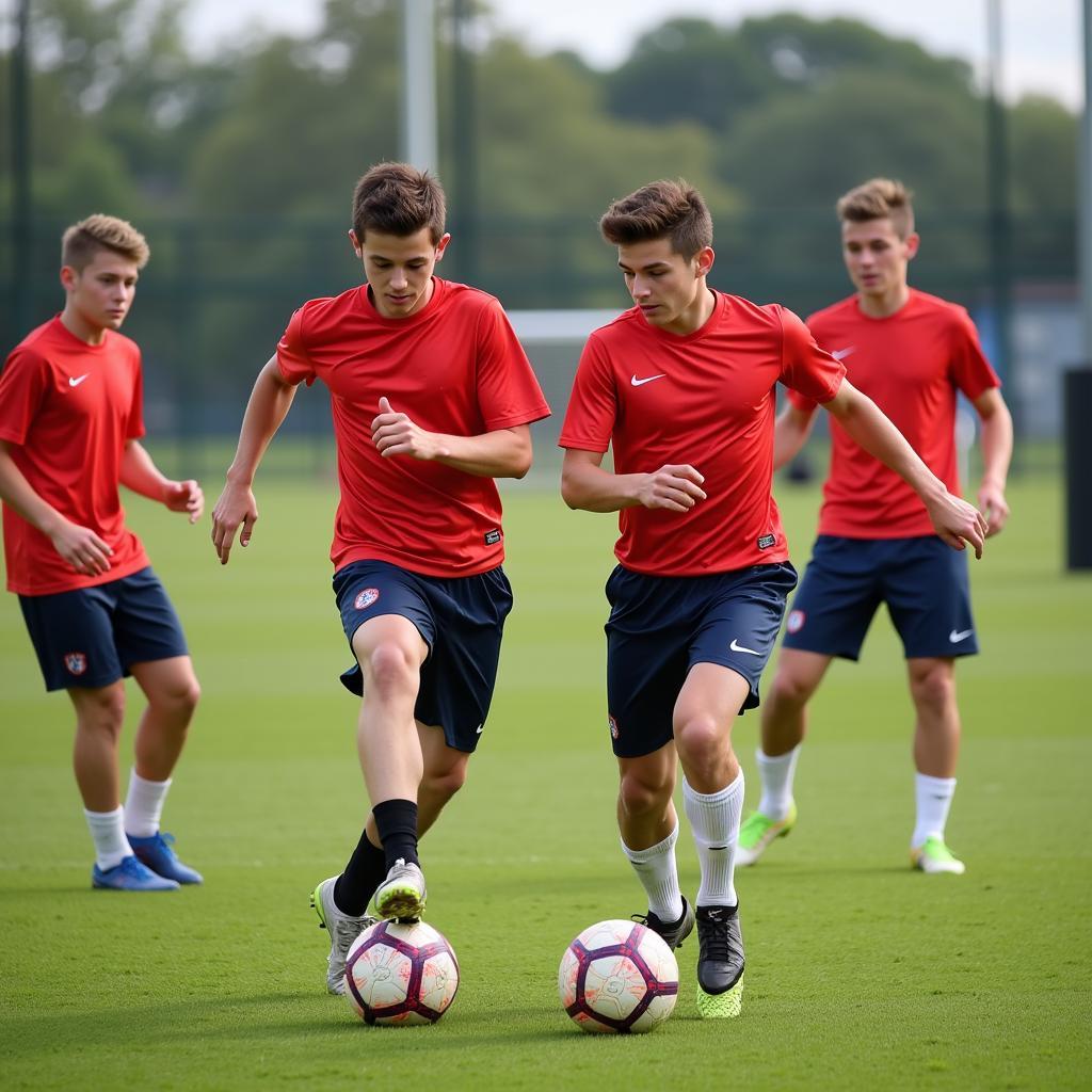 Young Football Players Training in 2019