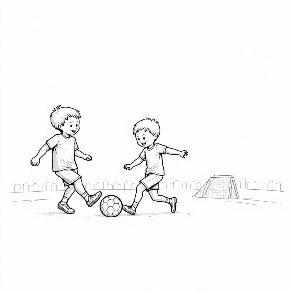 Young Football Players Coloring Page