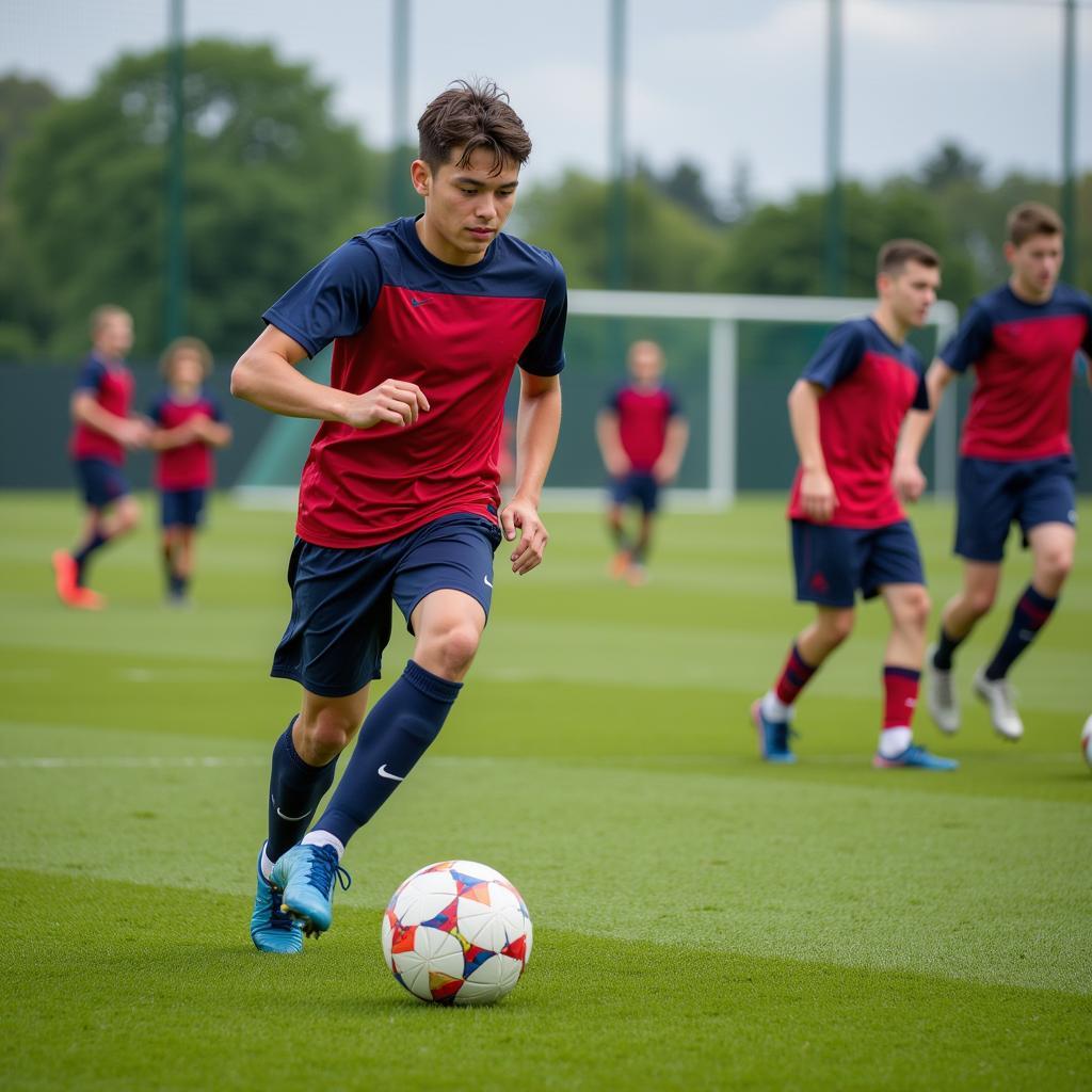 Young football players training to become future stars