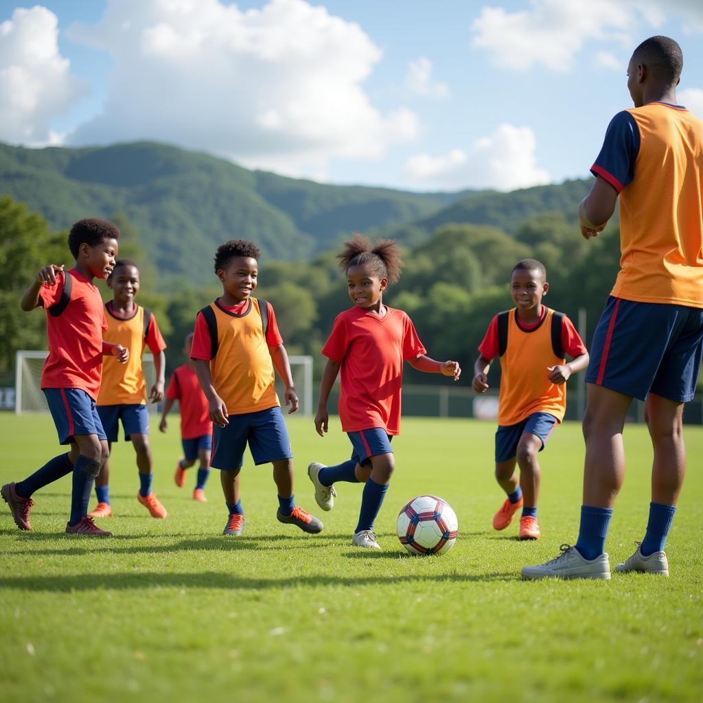 Young Guadeloupean Footballers Training