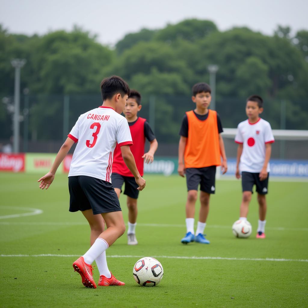 Young Japanese Footballers Training