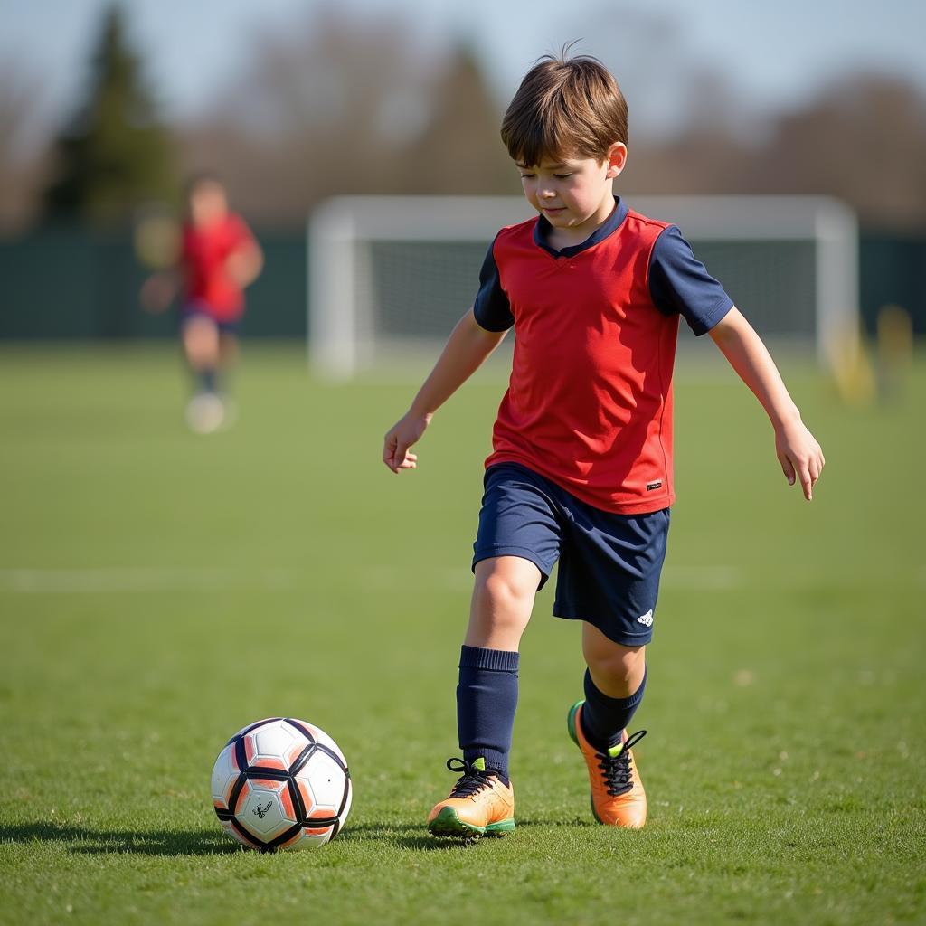 Young left-footed player honing his skills