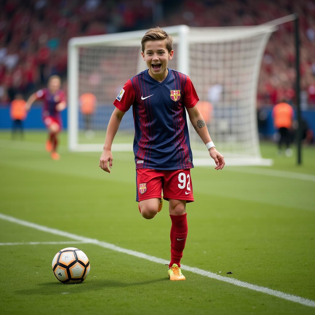 Young Soccer Player Celebrating a Goal