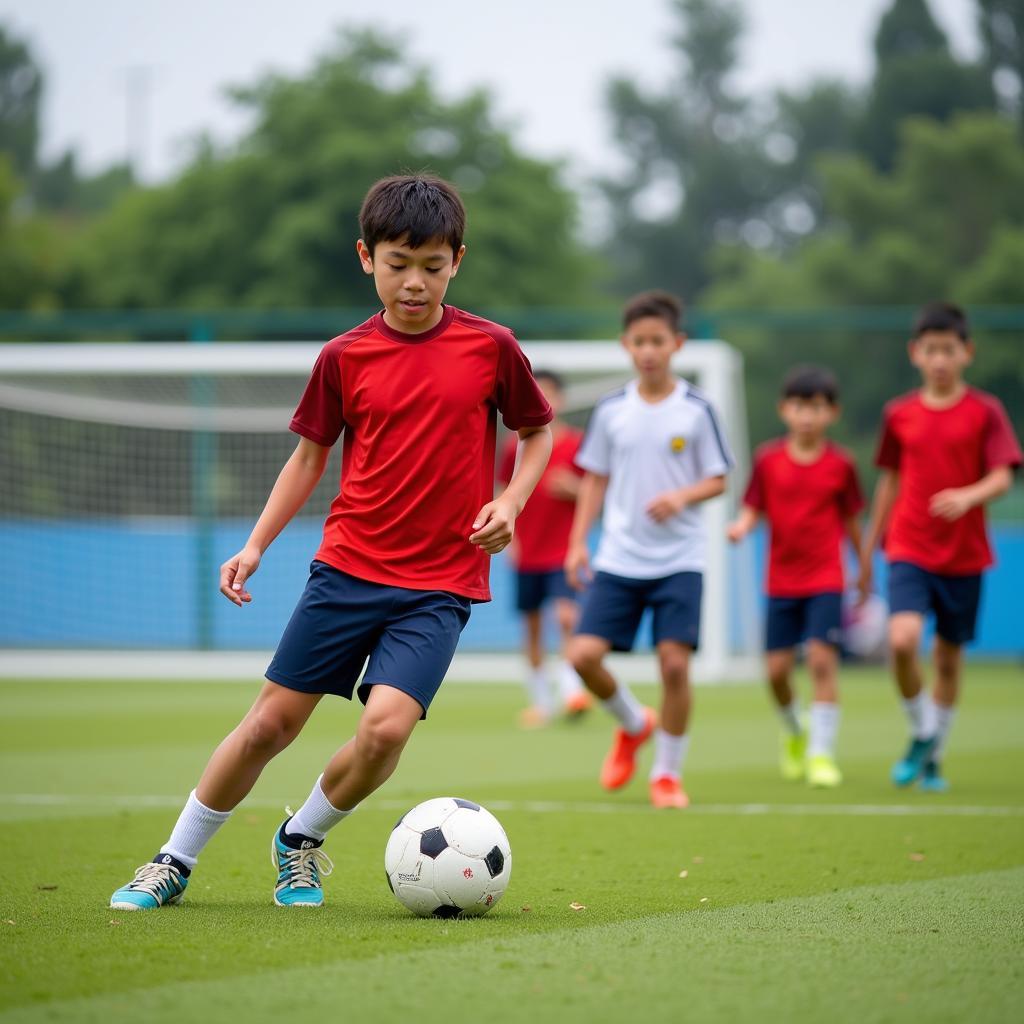 Young Vietnamese Football Players Training