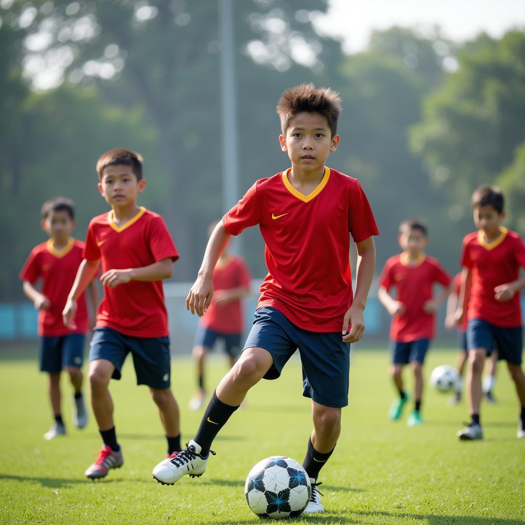 Young Vietnamese Footballers Training