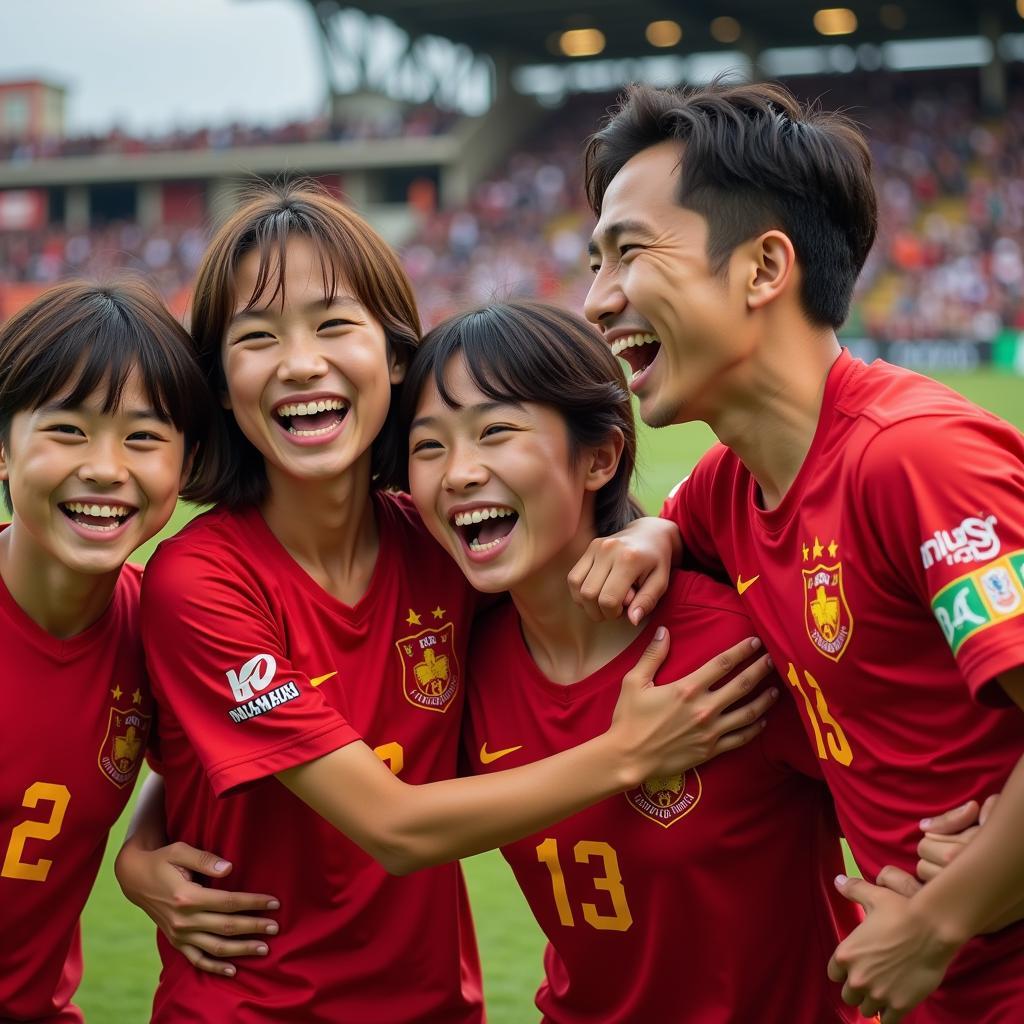 Young Vietnamese Players Celebrating Victory