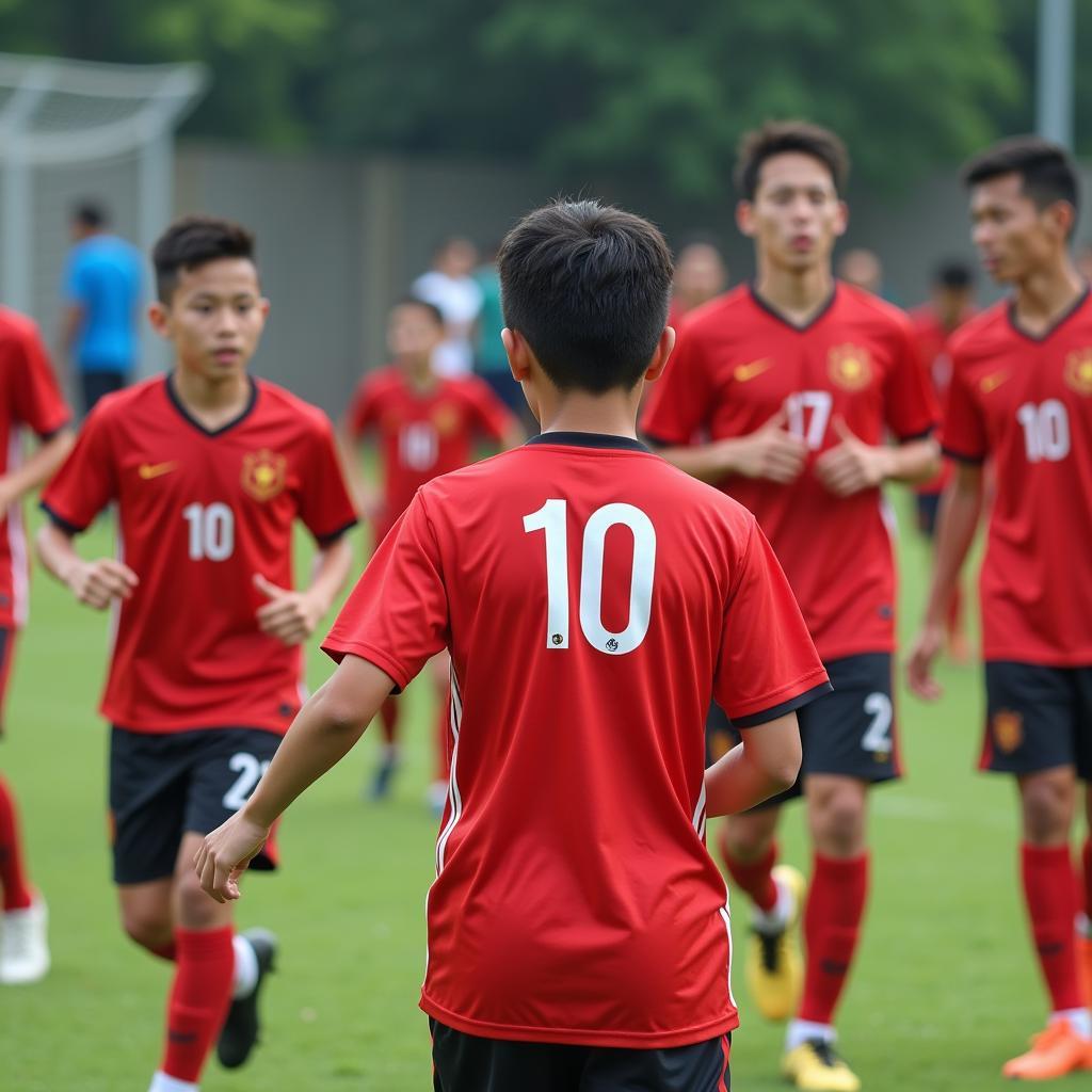 Youth Vietnamese Football Players Training