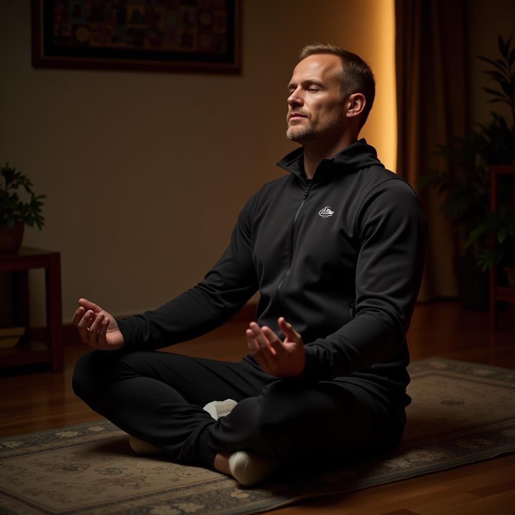 Erling Haaland meditating before a match