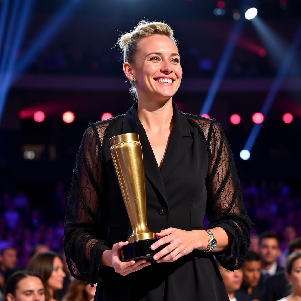 Megan Rapinoe receiving the 2019 FIFA Best Women's Player Award