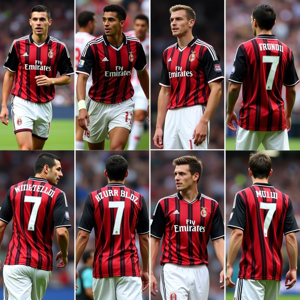 A montage of different AC Milan players wearing the number 7 jersey.