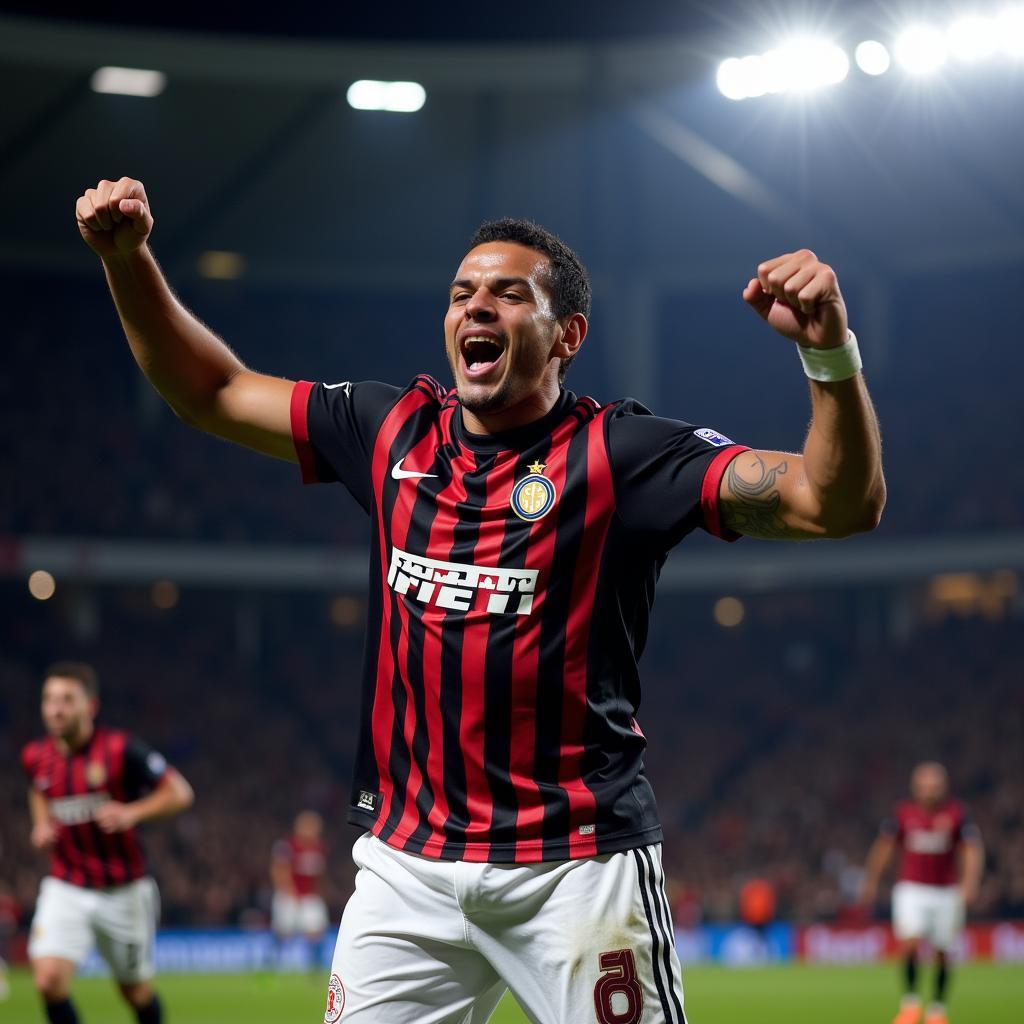 Adriano celebrating a powerful goal for Inter Milan during his prime.