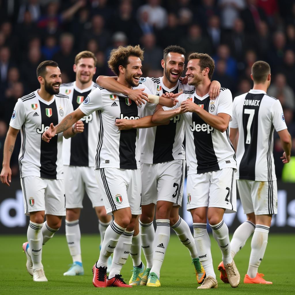 Adrien Rabiot celebrating a goal for Juventus.