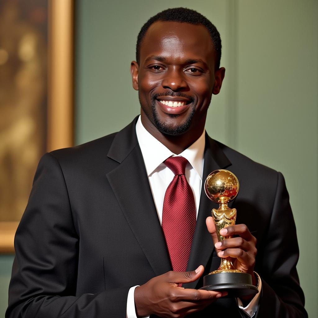 George Weah Holding the Ballon d'Or