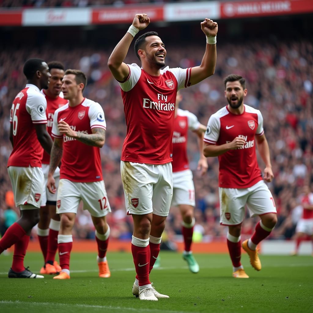 Alexis Sanchez celebrating a goal for Arsenal